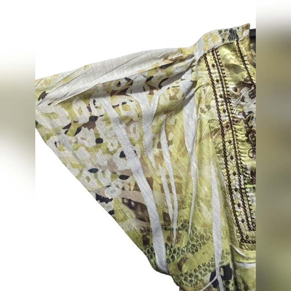 APT.9 Embroidered Peasant Top Ties at Front Lace at Back Flowy Green Hues 1X - Picture 8 of 16